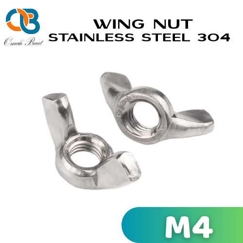 Wing Nut M4 / Mur Kuping M4 Stainless Steel 304 / Mur Kupu kupu M4 / Butterfly Nut M4 SS304