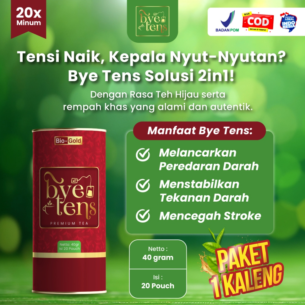 

Bye Tens Teh Herbal Alami Untuk Hipertensi Dan Obat Darah Tinggi Isi 20 Kantung Teh Original BPOM