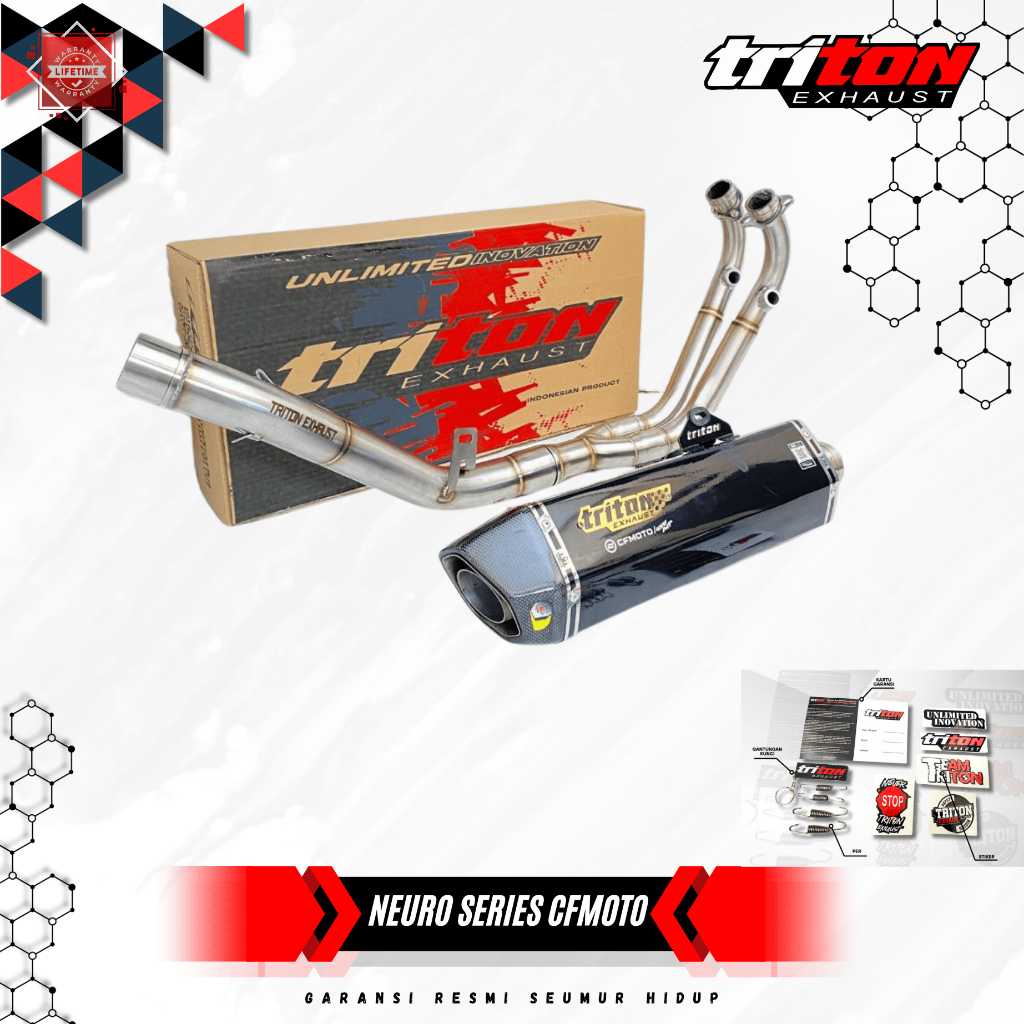 Knalpot Cf Moto 450MT Triton Exhaust Type Neuro Short Carbon Full system Original Triton Exhaust