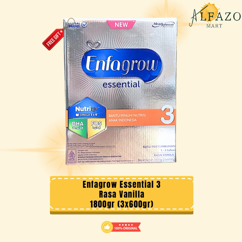 

Enfagrow Essential 3 1800gr Vanilla || Susu Bayi || Susu batita || Susu pertumbuhan || Susu tinggi DHA