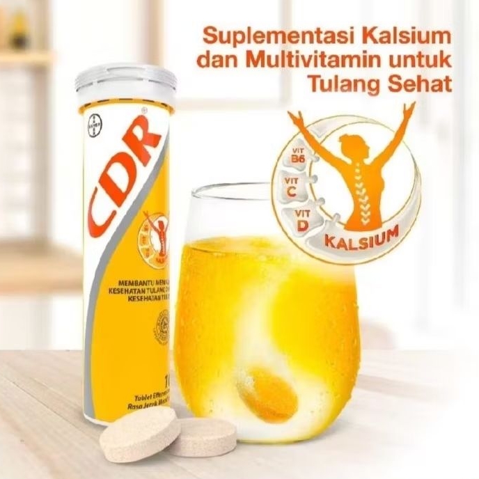 CDR JERUK Effervescent Vitamin D, Kalsium dan Vitamin C 1000 mg Tulang dan Gigi
