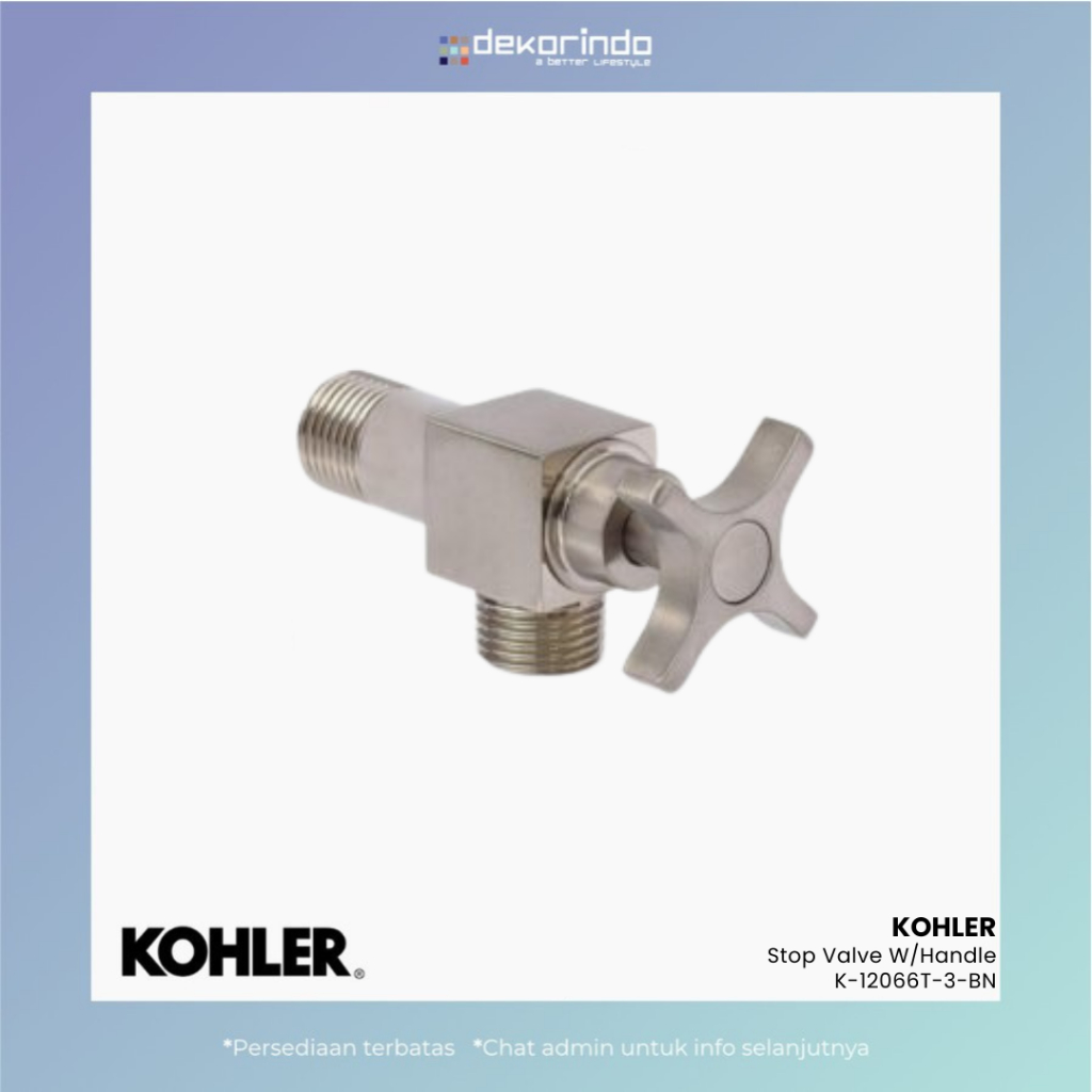 KOHLER - STOP VALVE W/HANDLE BRUSHED NICKEL - K-12066T-3-BN