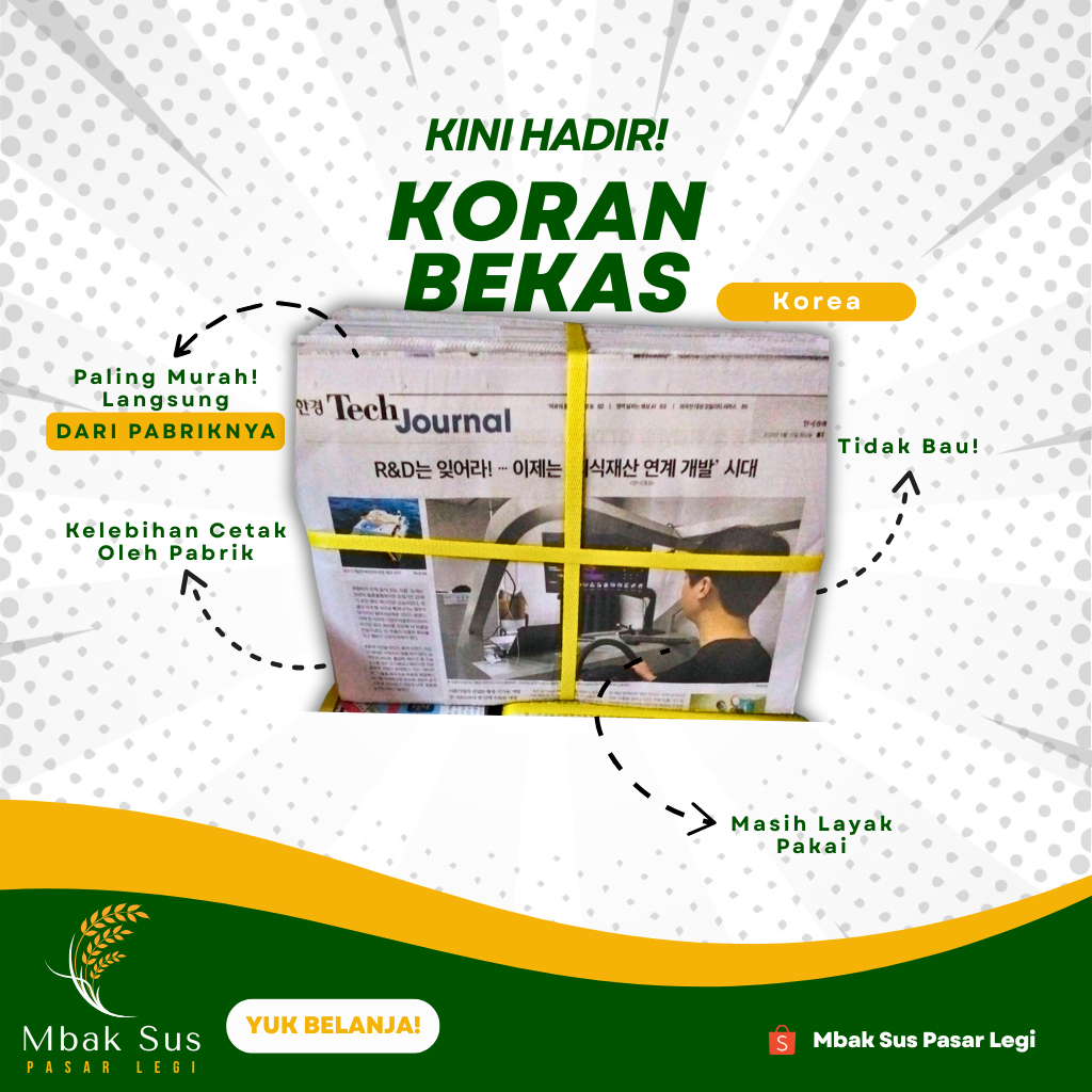 [100% BERSIH] KORAN BEKAS 10Kg Korea Murah Tanpa Bau dan Korosi Koran Bekas Kiloan High Quality Kora