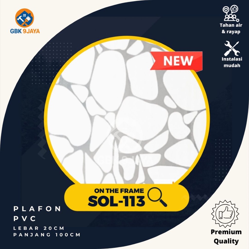 Plafon PVC Putih Motif 113 Lebar 20cm Panjang 100cm Tahan Air Anti Rayap Premium Mudah Dipasang