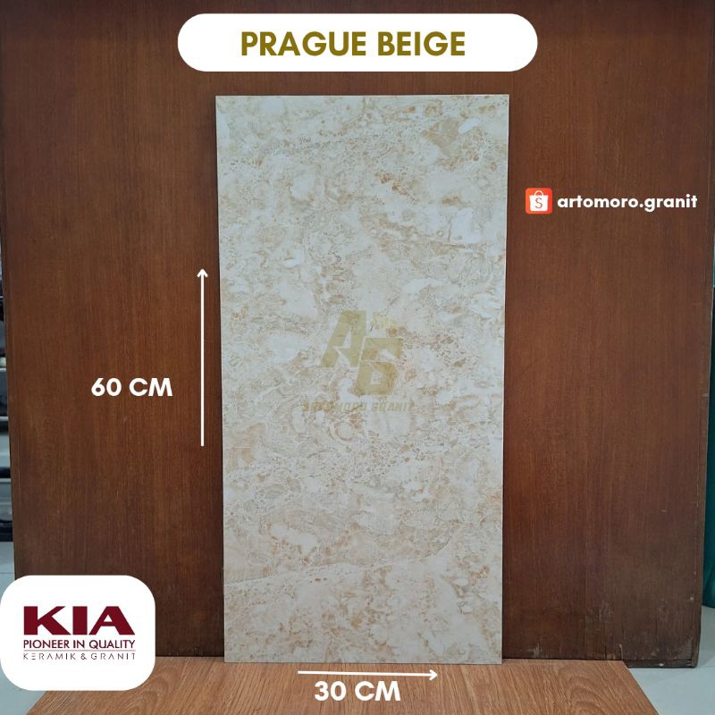 Keramik dinding 30×60 KIA PRAGUE beige marmer glossy keramik dinding kamar mandi, dapur