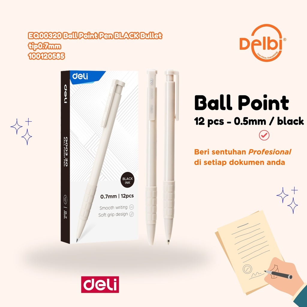 

Ball Point Pen BLACK Bullet tip0.7mm DELI BALLPEN