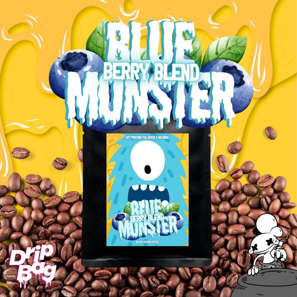 

Blue Berry Blend Monster 1/3pcs Drip Bag Coffee instant filter kopi Bubuk By Black Potion Roastery