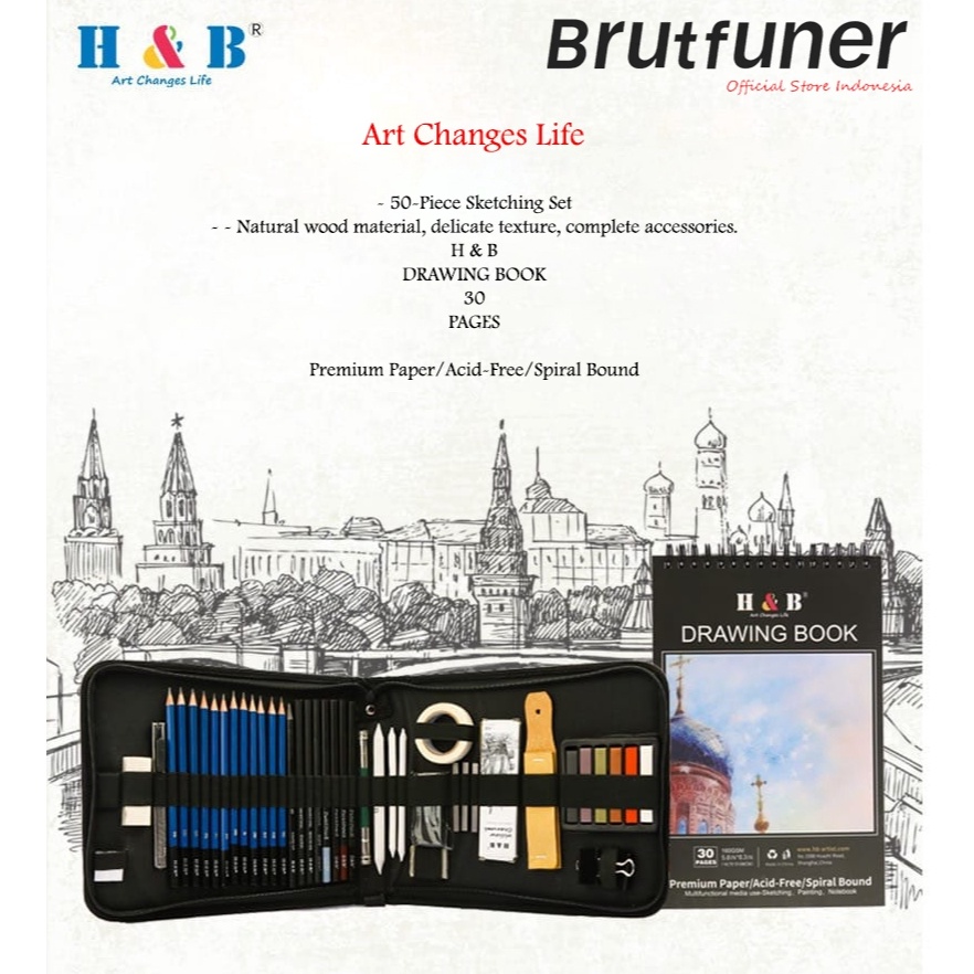 

KODE X7S Brutfuner X H B Pensil Lukis Sketa 35 5 Set Sketsa Profesional Crossborder