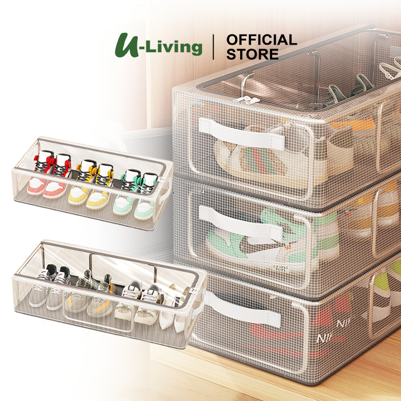 U-Living Storage Box Organizer Sepatu PVC Kotak Sepatu Transparan Tempat Penyimpanan Sepatu Tahan Ai