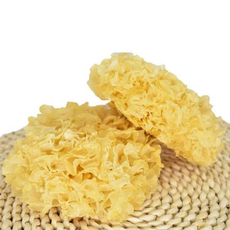 

Jamur Es Super/Jamur Salju / Snow White Fungus /Jamur Putih Kering/Yin Er / Bai Mu Er/31-32gr