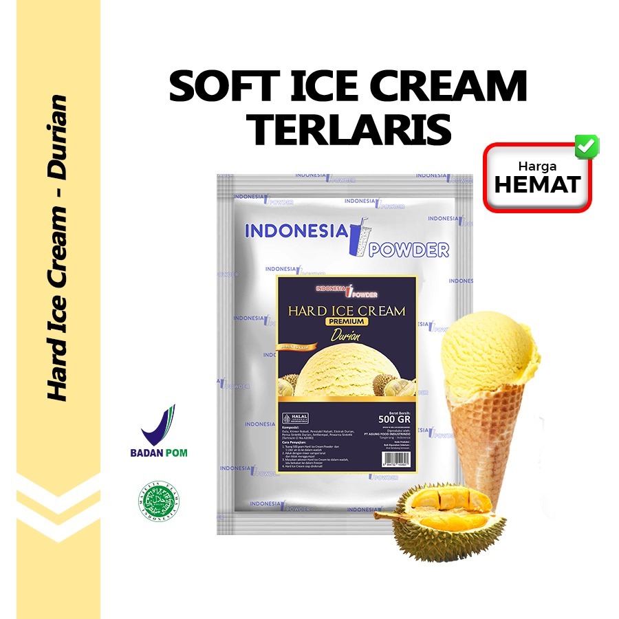 

Hard Ice Cream Powder / Bubuk Es Krim Premium Quality Rasa Durian / Duren 250 Gr 500 Gr 1 Kg Omura Powder