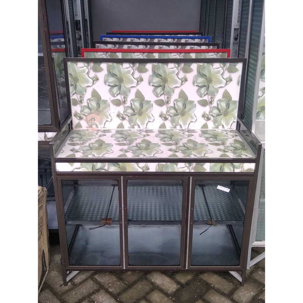 Meja Kompor RJW 120 (Meja Kompor + Lemari Piring Bawah) - Kaca Ryben