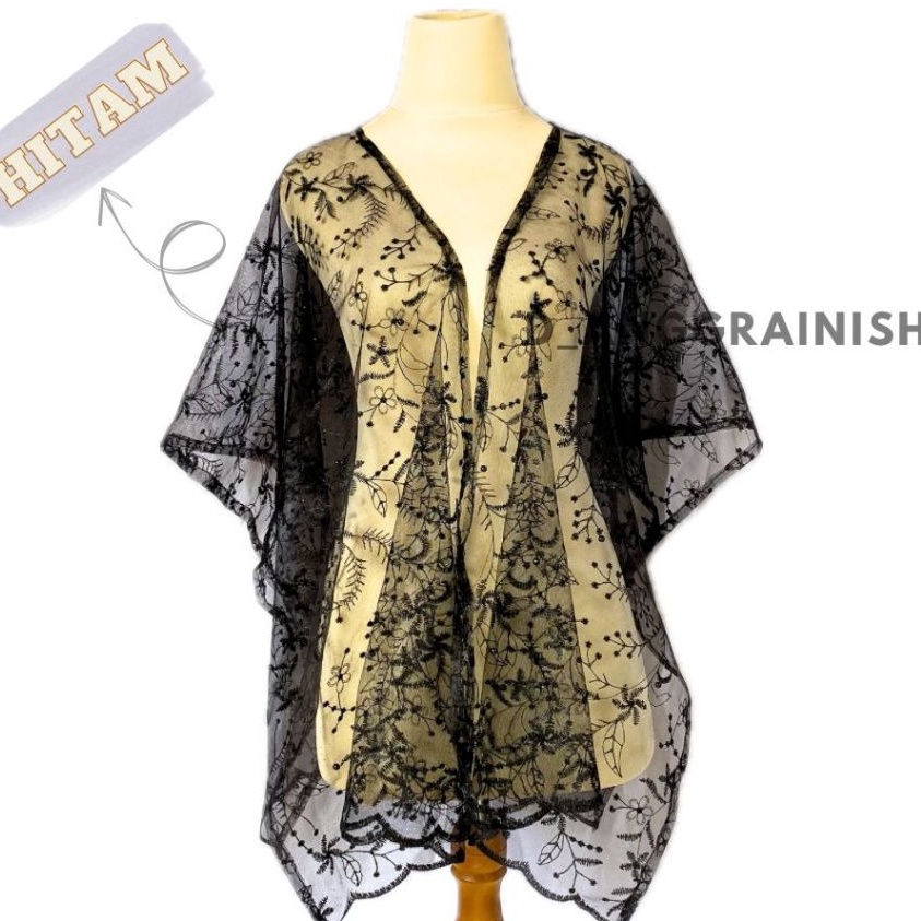 KODE B76A CARDIGAN TILE POLOS CARDIGAN BROKAT KEKINIAN OUTER TILE PREMIUM  CAPE BROKAT