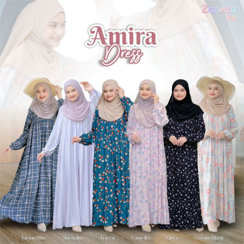 Amira Dress Mom by Zafinza Gamis Rayon Motif Couple Mom & Kids