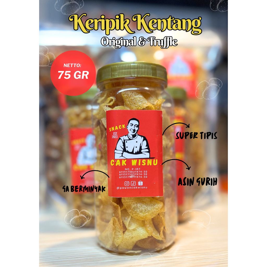 

Keripik Kentang Toples Rasa Original dan Rasa Truffle Cemilan Snack Kentang Goreng Krispi Crispy Premium