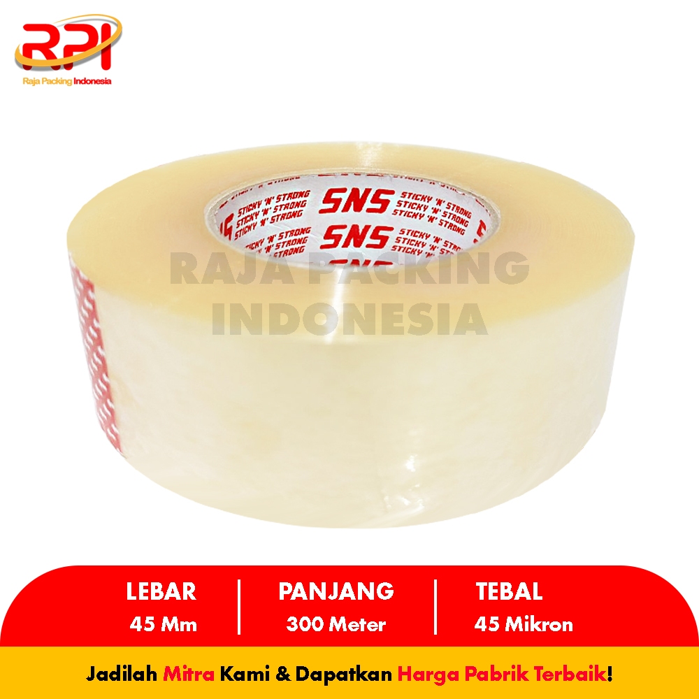 

Lakban Bening / Coklat 500 Yard / 300 Meter x 45 Mm x 45 Mic (SNS) RAJA PACKING INDONESIA