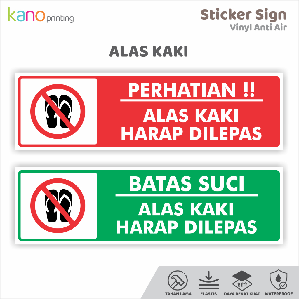 

STICKER VINYL SIGN | BATAS SUCI MASJID MUSHOLLA | ALAS KAKI HARAP DILEPAS | 26 CM X 7.5 CM | TAHAN AIR