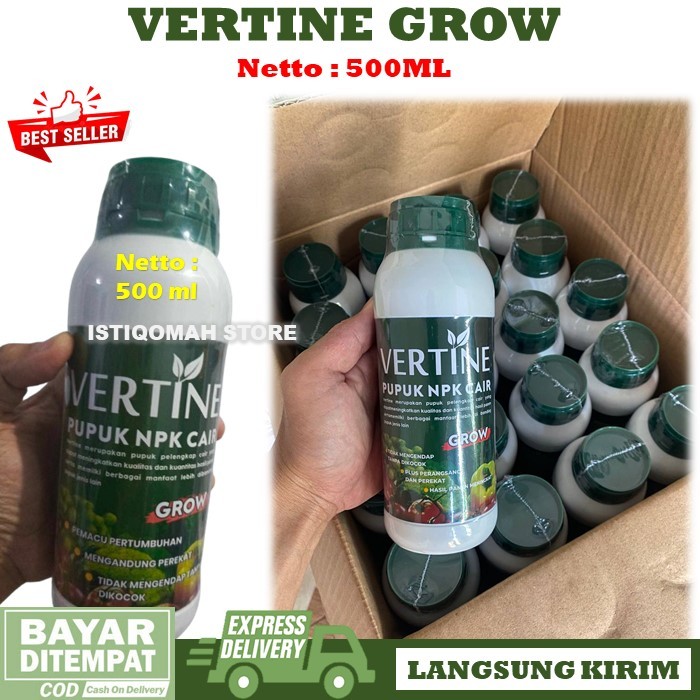Pupuk Penyubur Akar, Batang, Daun dan Buah Timun Super Lebat VERTINE GROW 500ML Pupuk NPK Cair untuk