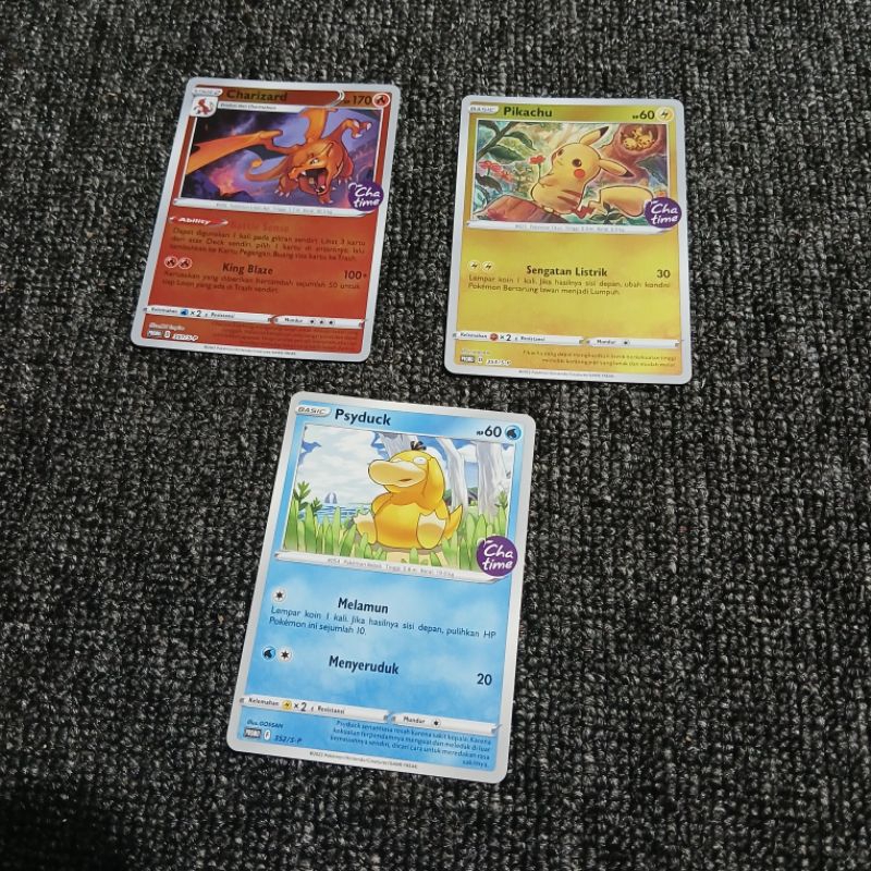 TCG Pokemon x Chatime Charizard Psyduck Pikachu