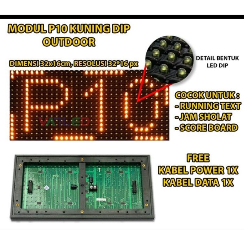 PANEL LED Modul Ranintext P10 Dip Kuning Hup 12