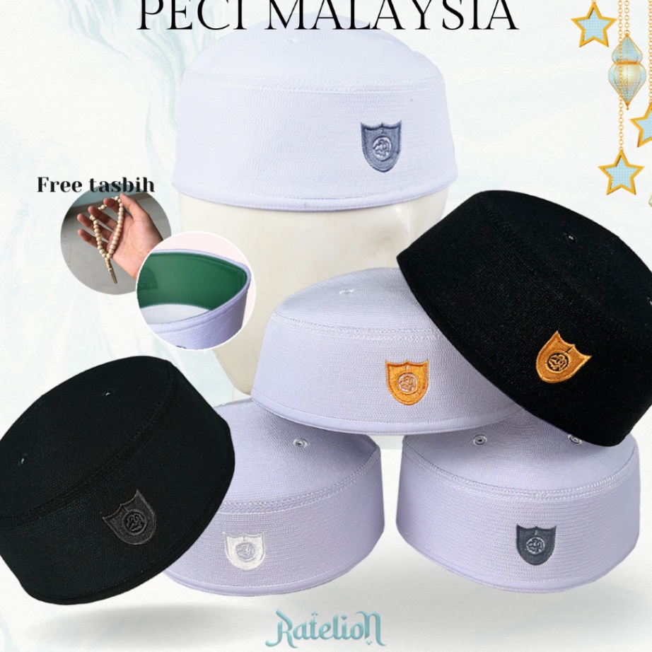 Recomend Peci MALAYSIA Haji Pria Kopiah Malaisia Putih Hitam Dewasa Anak Laki Kopyah Malasya Ori Asl