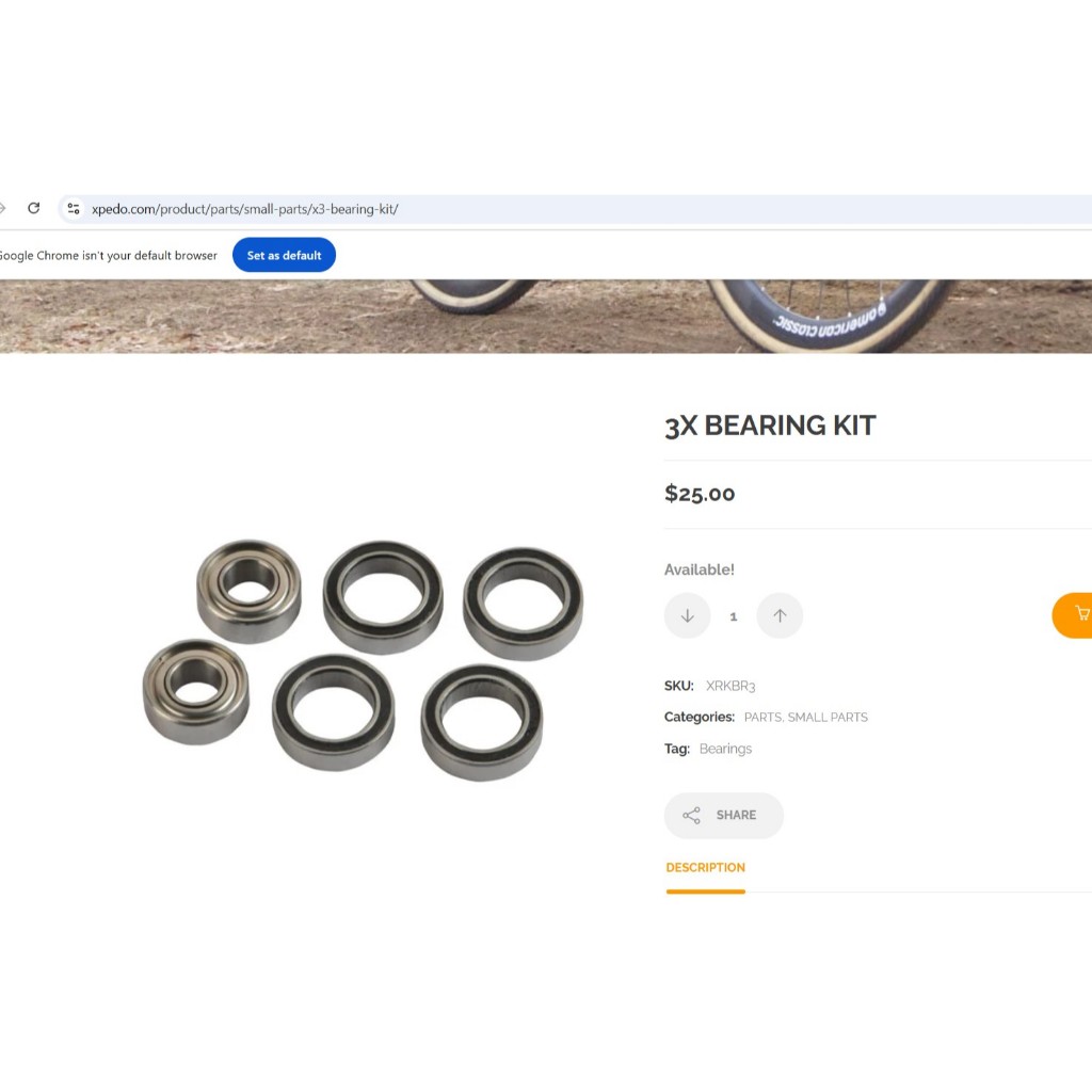 Bearing kit for three sealed bearing M Force 8 M-Force 4 2nd gen CXR CXR Pro Baldwin GFX GFX Neo Amb