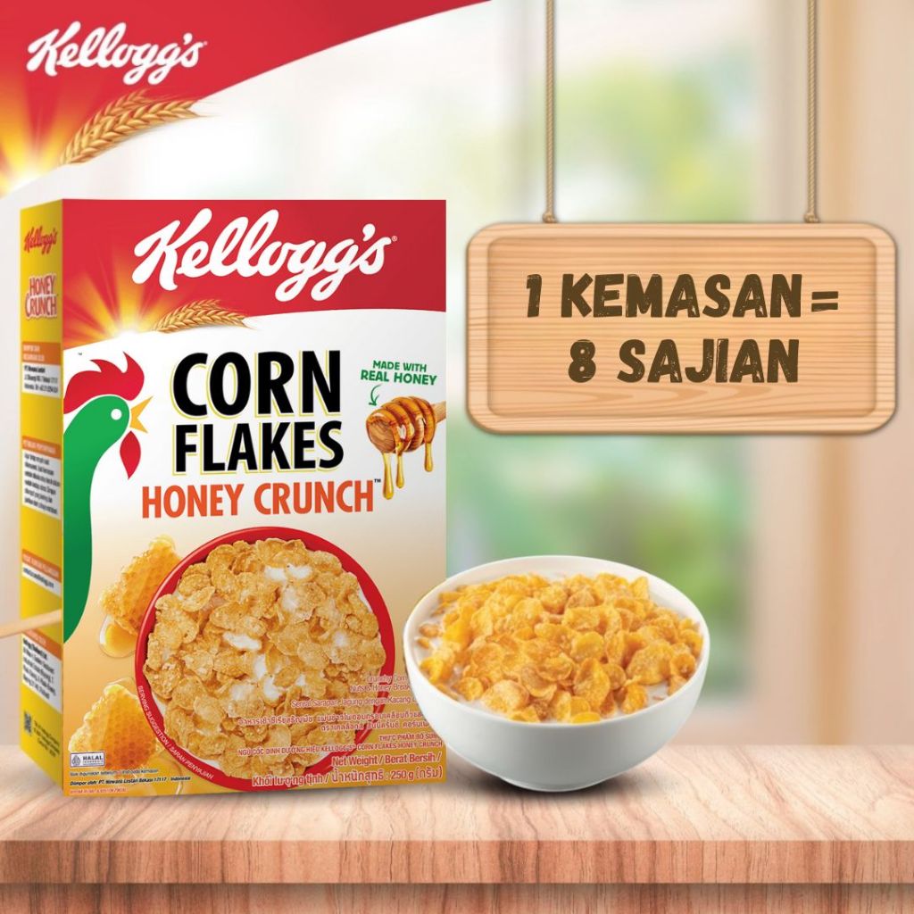 

QH [BUNDLE 2Pcs] Kelloggs Honey Crunch Corn Flakes Sereal 2 x 250g