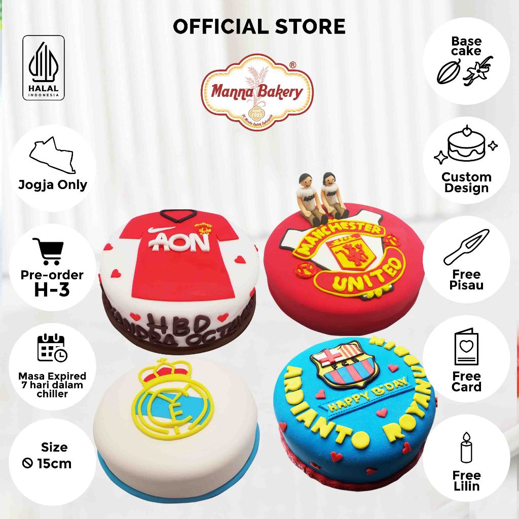 

TART ICING FONDANT TEMA KLUB BOLA / KUE ULANG TAHUN / BIRTHDAY CAKE / CUSTOM CAKE