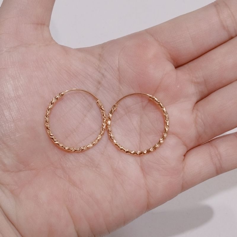 anting bulat xuping anting gipsy replika emas motif ukir cantik remaja dewasa