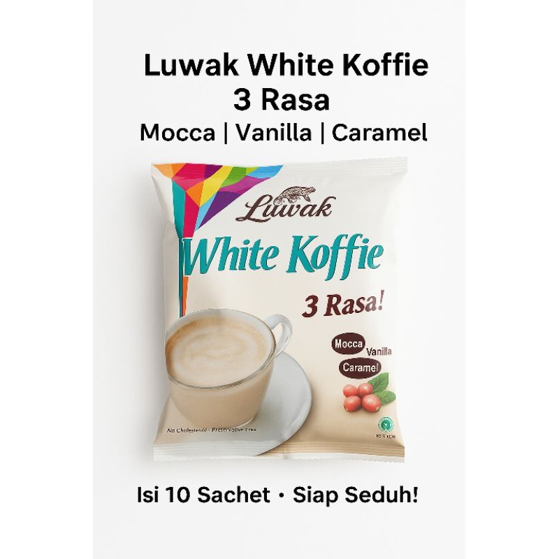 

READY STOCK] Luwak White Koffie 3 Rasa (10 Sachet) - Mocca, Vanilla, Caramel