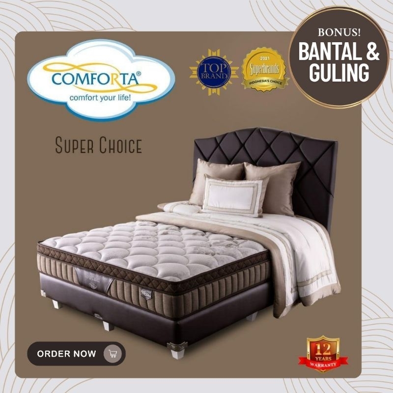 BONUS BANTAL GULING  MATRAS SPRINGBED COMFORTA SUPER CHOICE 180 X 200 X 29 CM | KASUR SPRINGBED COMF