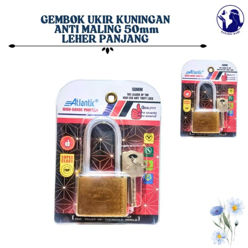 Gembok Anti Maling/Gembok Baja Kuningan 50mm panjang