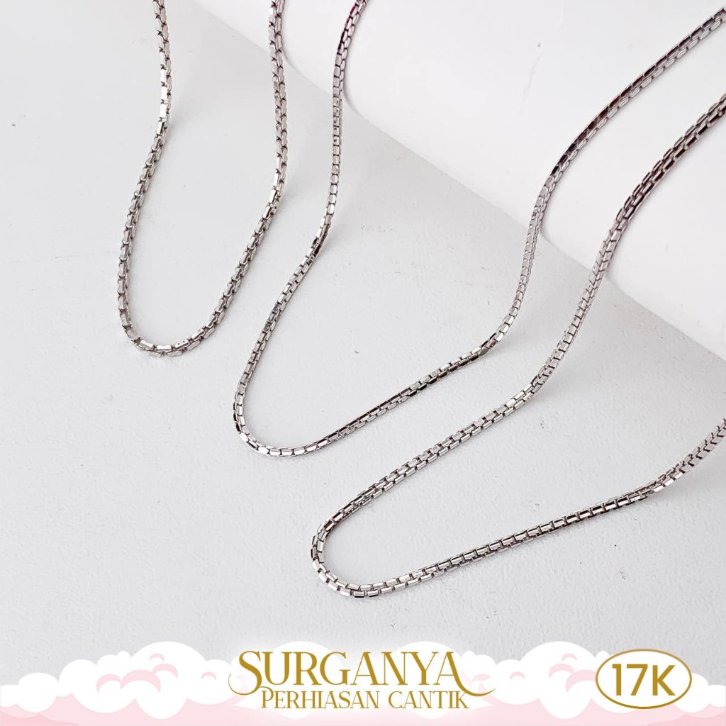 Kalung Emas Putih Kadar 17K Model Kalung Italy Santa Macan Gold