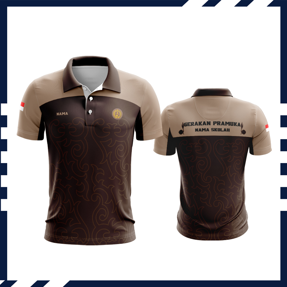 Baju Guru Pramuka / Kaos Baju Polo Pramuka Pembina Lengan Panjang Pendek Fullprint / Baju Pramuka