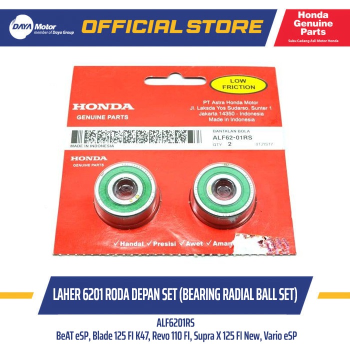 ALF6201RS - Laher 6201 Roda Motor Depan Set (Bearing Radial Ball Set) - HONDA BeAT eSP, Blade 125 FI
