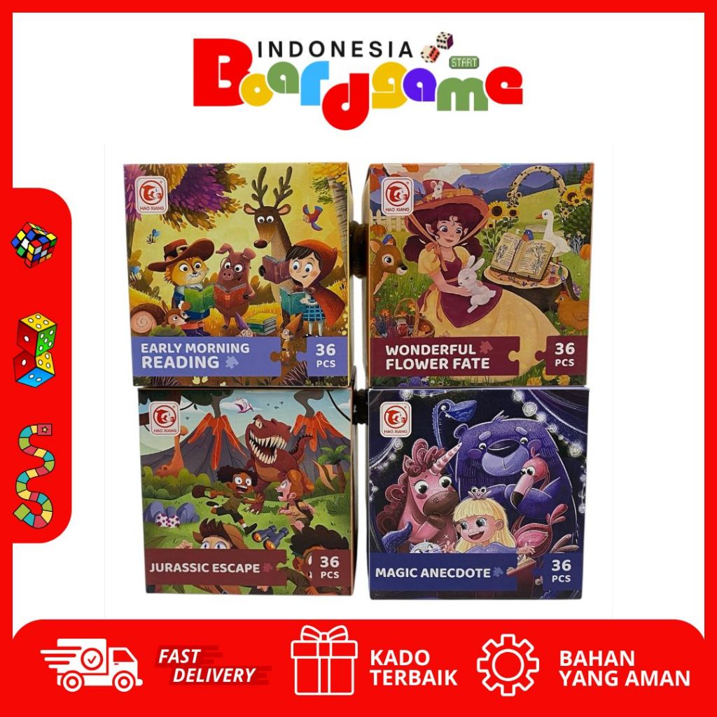 Mainan Anak Puzzle 36 pcs Art Puzzle Jurassic,Uniqcron,Wonderful Flower,Animal