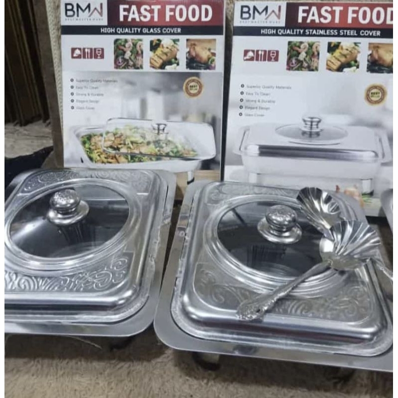 Prasmanan stainless tutup kaca kombinasimerk BMW pake kotakukuran 34 x 28 x 4 cmSendok 1Satu set pra