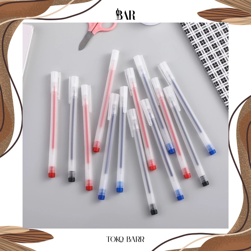 

Pulpen Gel Pen 3 Warna Anti Bocor Transparan Premium Ori