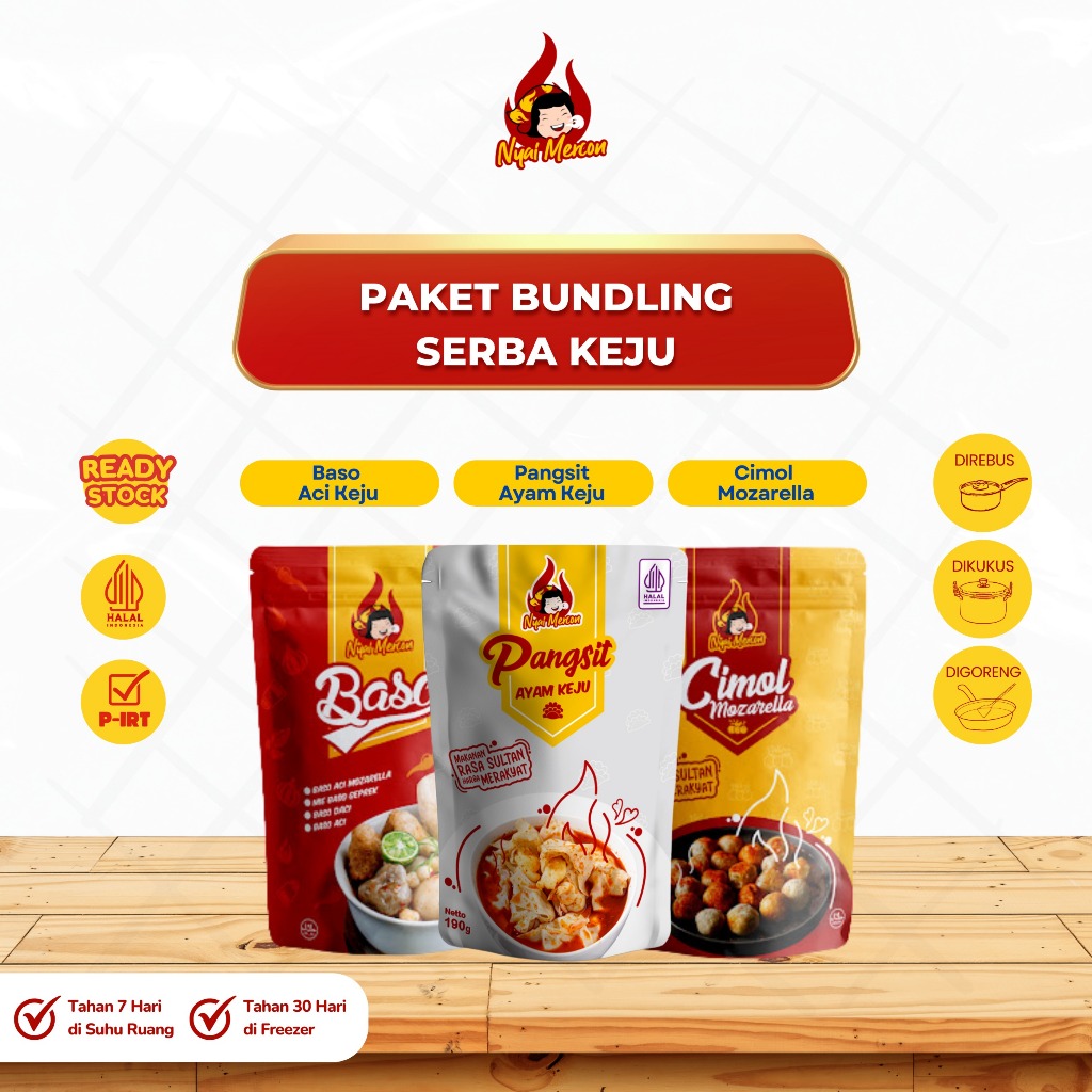 

Nyai Mercon - Paket Serba Keju (Cimol Keju, Pangsit Keju, Baso Aci Keju)