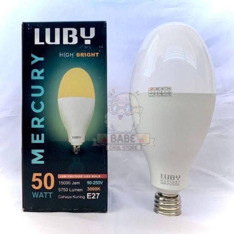 Lampu LED Luby Mercury 50 Watt Cahaya Kuning Bohlam Lampu 50W