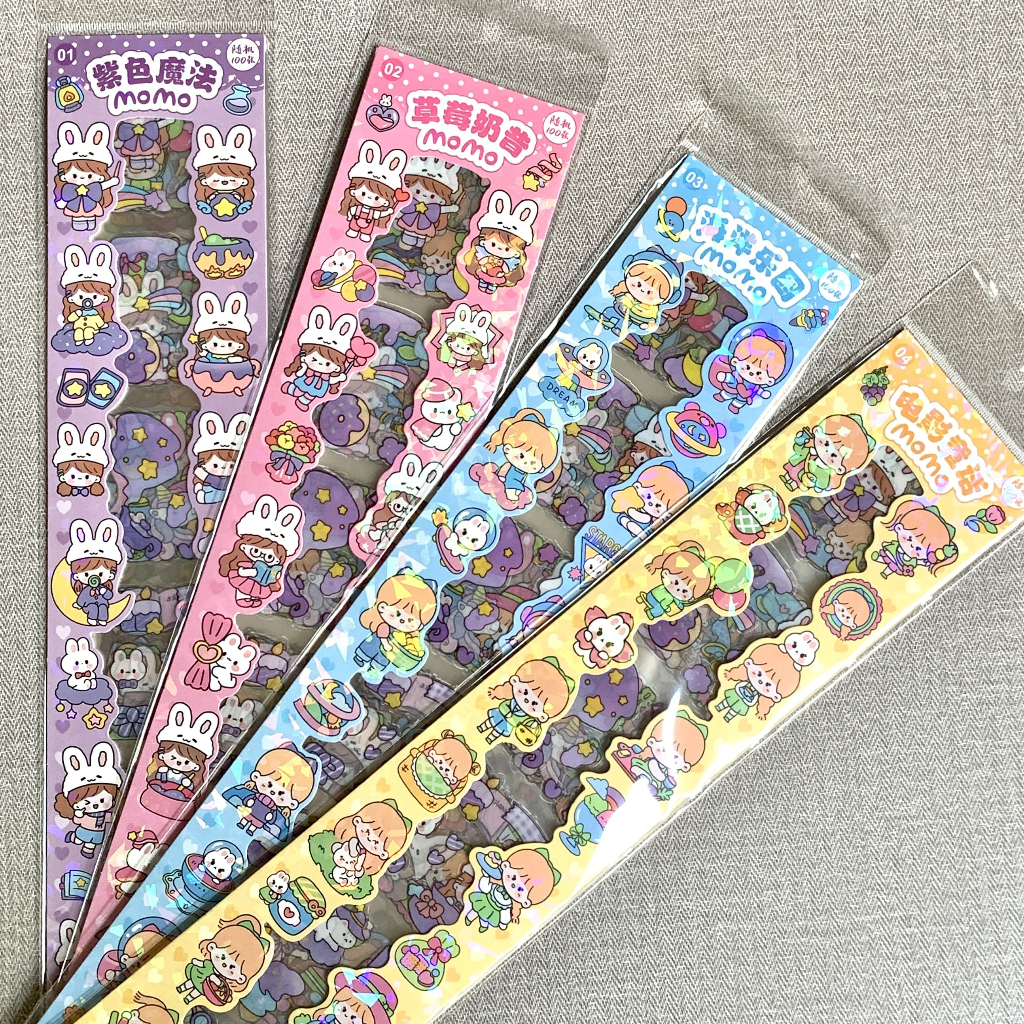

100s Stiker Panjang Karakter Cute Girl Daily | Sticker Kartun Transparan 2D Deco Diary Jurnal Sticker Cute Girl Daily