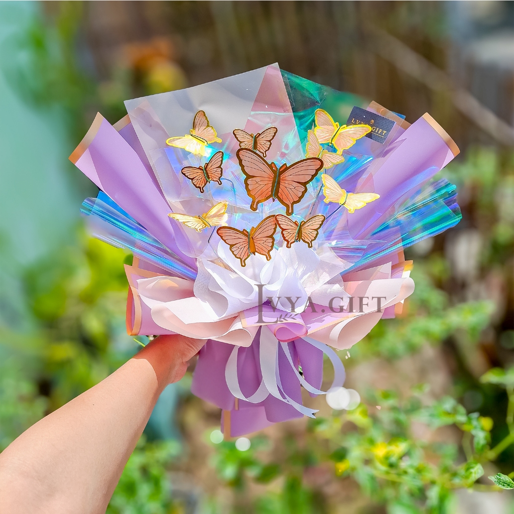 LVYA Buket topper kupu-kupu 1 set + LED