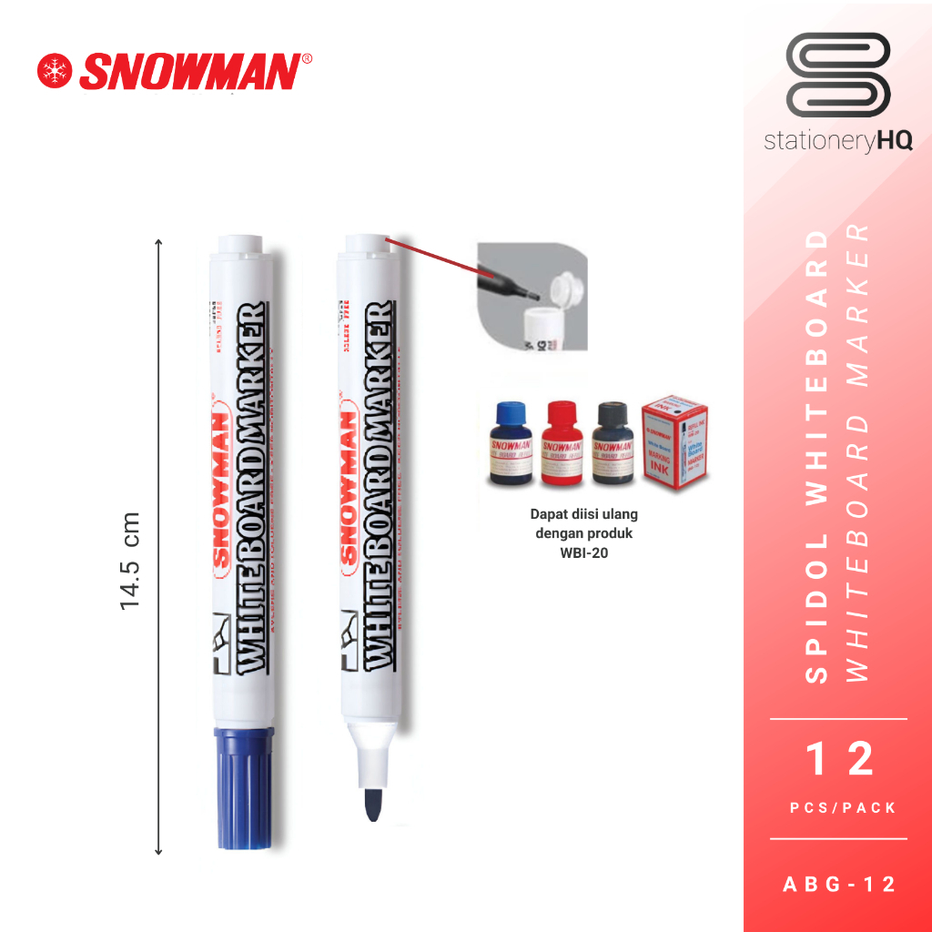 

Ay00! (12 Pcs) Spidol White Board Marker Snowman ABG 12