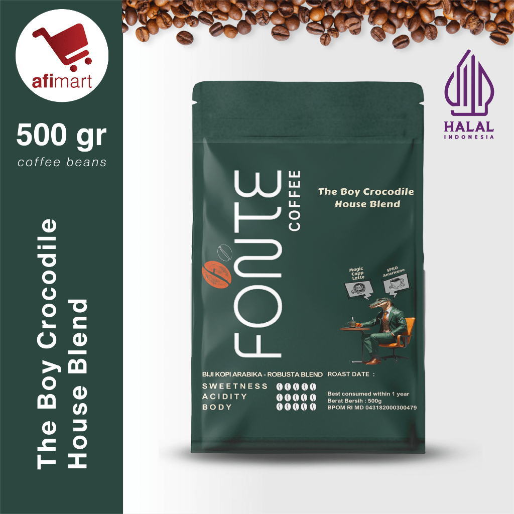 

Fonte Coffe The Boy Crocodile House Blend 500g / Premium Coffe Beans / Biji Kopi Arabika - Robusta Blend