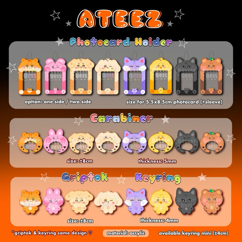 ATEEZ ANITEEZ Card holder Griptok Keyring Carabiner Photocard Cahol Popsocket