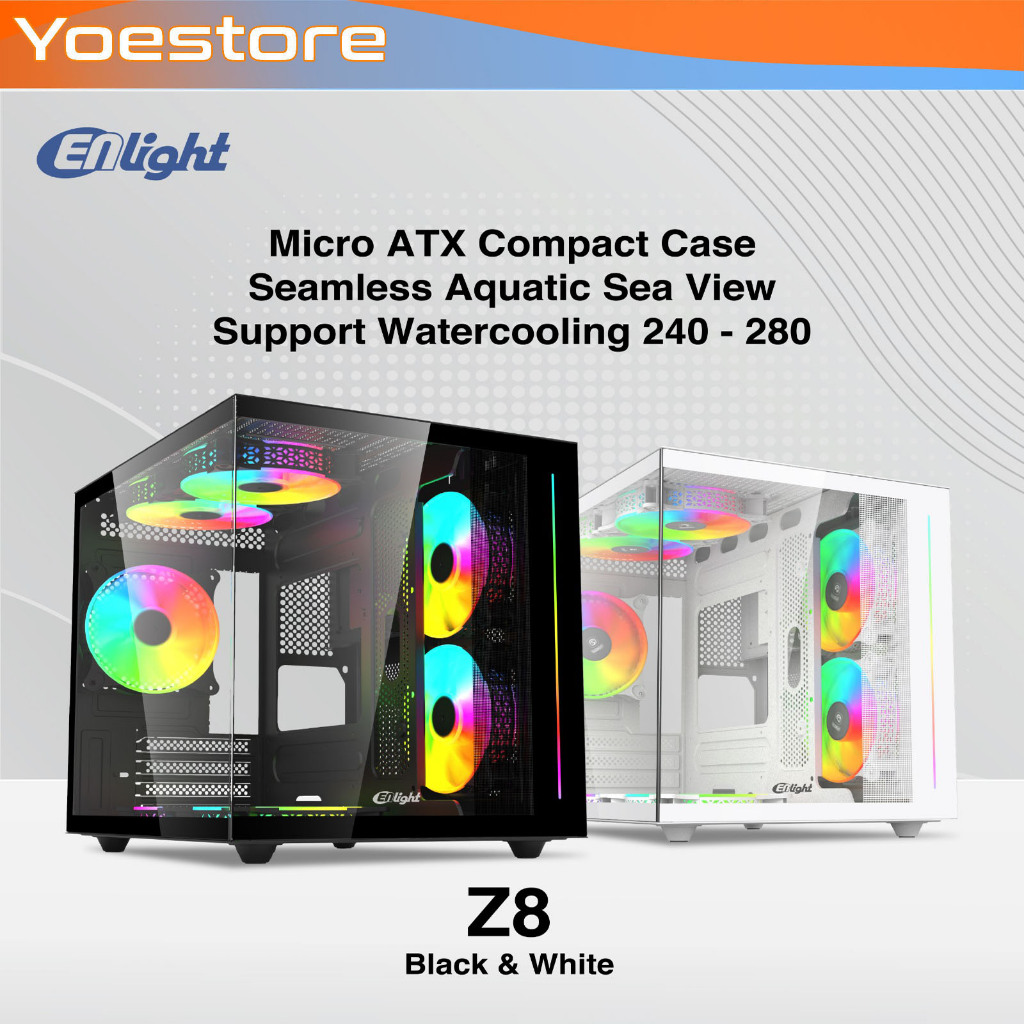 Enlight Z8 gaming case Free 3 Fan RGB included micro atx gaming case