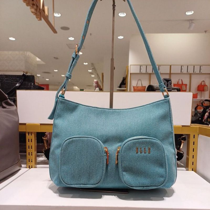 ELLE 41615 Tas Hobo Wanita Produk Original Depstore Mall Tas Shoulder Bag Bahu Pundak Kain Wanita