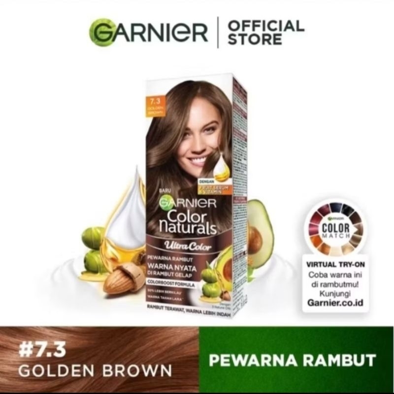 Garnier Color Naturals #7.3 Golden Brown Cat pewarna Rambut