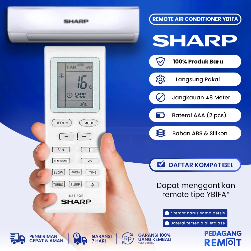 Remote AC SHARP YB1FA YB0F AH-A5UCY A5-A5NCY AH-A5NCY AH-A9NCY AH-A9UCY AH-A12UCY AH-A5VEY AH-A8UCY