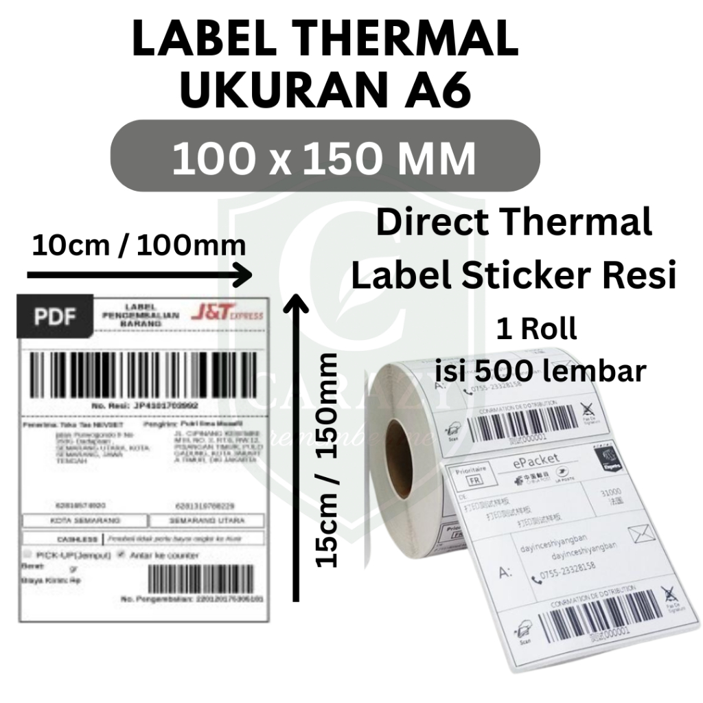 

Label Stiker Thermal Paper 100x150 Mm | Label Resi A6 100x150mm | Kertas Print Resi Pengiriman 100x150mm | Direct Thermal Label Sticker 100x150 Mm